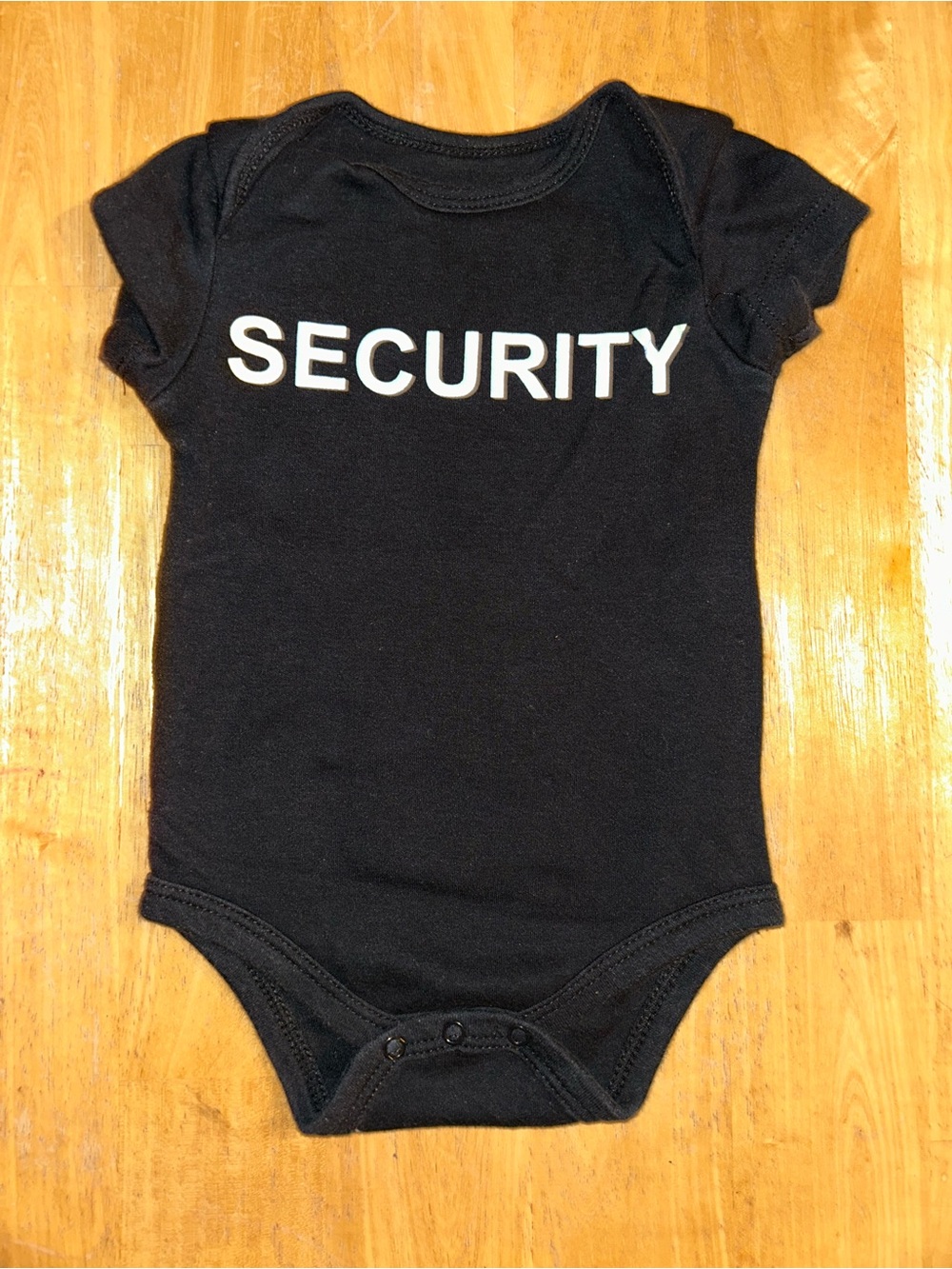 Baby 3/6 months  Security Onesie bodysuit Black Short Sleeve boy girl unisex